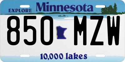 MN license plate 850MZW