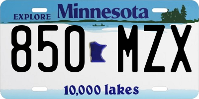 MN license plate 850MZX