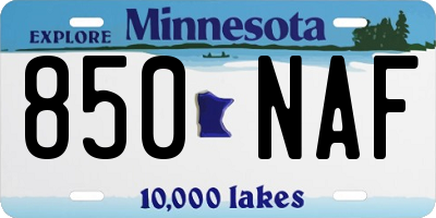 MN license plate 850NAF