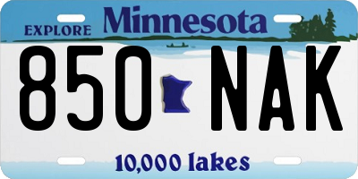 MN license plate 850NAK