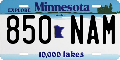 MN license plate 850NAM