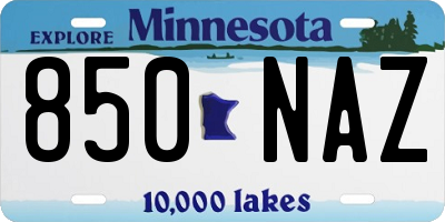 MN license plate 850NAZ