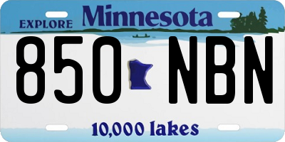 MN license plate 850NBN