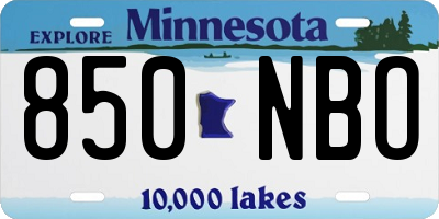 MN license plate 850NBO