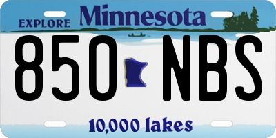MN license plate 850NBS
