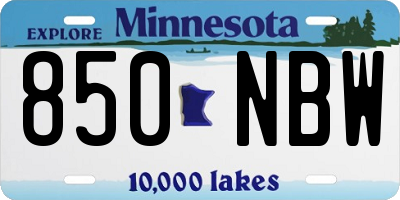 MN license plate 850NBW