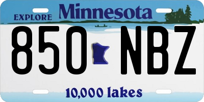 MN license plate 850NBZ