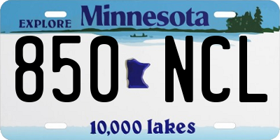 MN license plate 850NCL