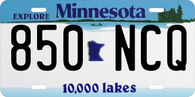 MN license plate 850NCQ