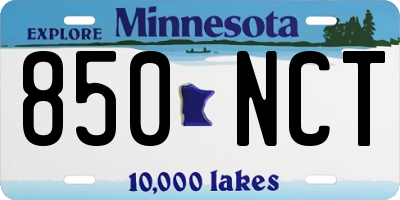 MN license plate 850NCT
