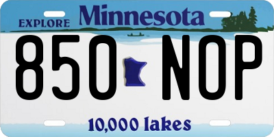 MN license plate 850NOP