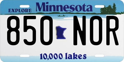 MN license plate 850NOR