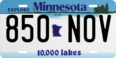 MN license plate 850NOV
