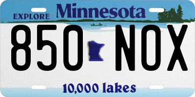 MN license plate 850NOX