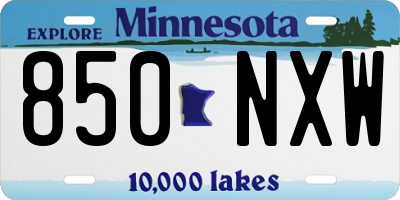 MN license plate 850NXW