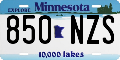 MN license plate 850NZS