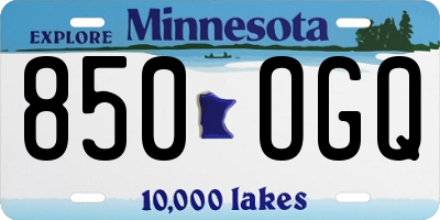 MN license plate 850OGQ