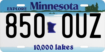 MN license plate 850OUZ