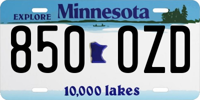 MN license plate 850OZD