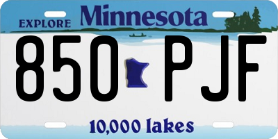 MN license plate 850PJF