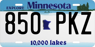 MN license plate 850PKZ