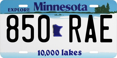 MN license plate 850RAE
