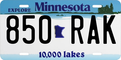 MN license plate 850RAK
