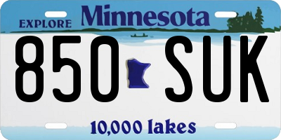 MN license plate 850SUK