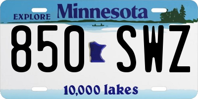 MN license plate 850SWZ