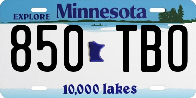 MN license plate 850TBO