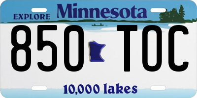 MN license plate 850TOC