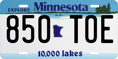 MN license plate 850TOE