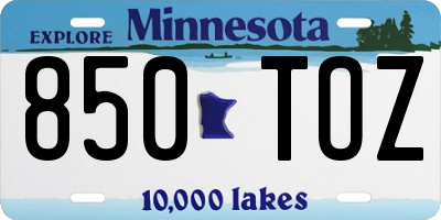 MN license plate 850TOZ