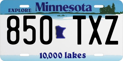 MN license plate 850TXZ