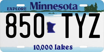 MN license plate 850TYZ