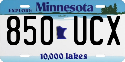 MN license plate 850UCX