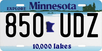 MN license plate 850UDZ