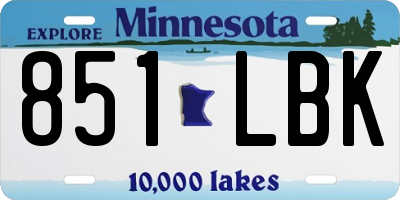 MN license plate 851LBK