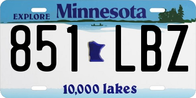 MN license plate 851LBZ