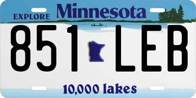 MN license plate 851LEB