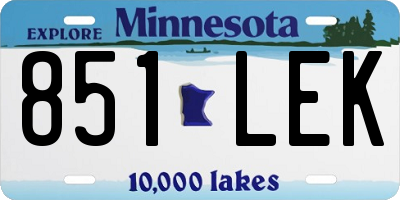 MN license plate 851LEK