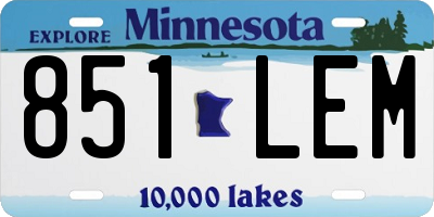 MN license plate 851LEM