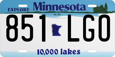 MN license plate 851LGO
