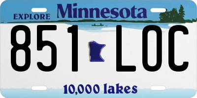 MN license plate 851LOC