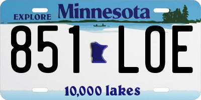 MN license plate 851LOE