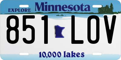 MN license plate 851LOV