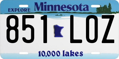 MN license plate 851LOZ