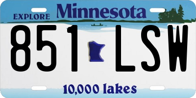 MN license plate 851LSW