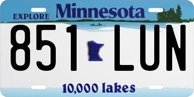 MN license plate 851LUN