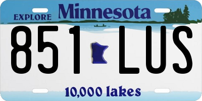 MN license plate 851LUS